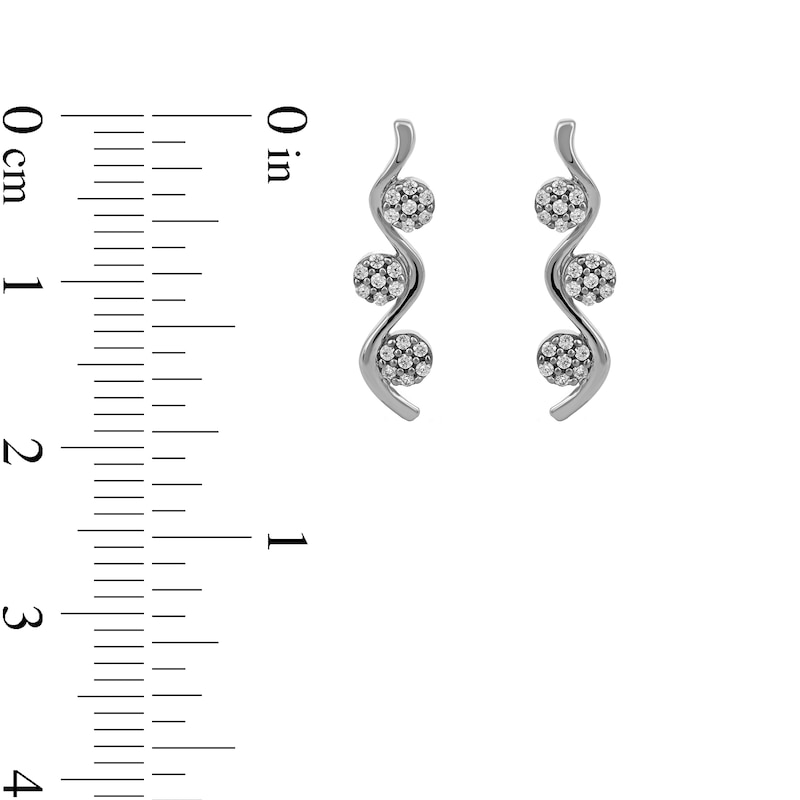 0.15 CT. T.W. Multi-Diamond Three Stone Linear Wave Drop Earrings in 10K Gold|Peoples Jewellers