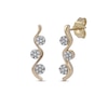 Thumbnail Image 0 of 0.15 CT. T.W. Multi-Diamond Three Stone Linear Wave Drop Earrings in 10K Gold