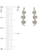Thumbnail Image 3 of 0.15 CT. T.W. Multi-Diamond Three Stone Linear Wave Drop Earrings in 10K Gold