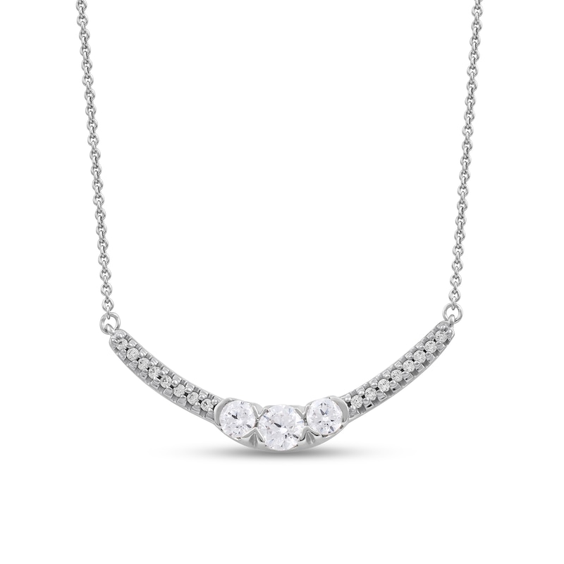0.50 CT. T.W. Diamond Curved Bar Necklace in 10K White Gold