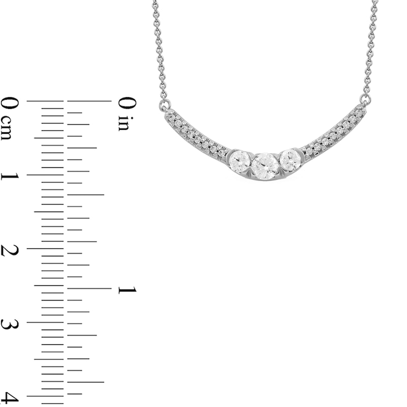 0.50 CT. T.W. Diamond Curved Bar Necklace in 10K White Gold|Peoples Jewellers