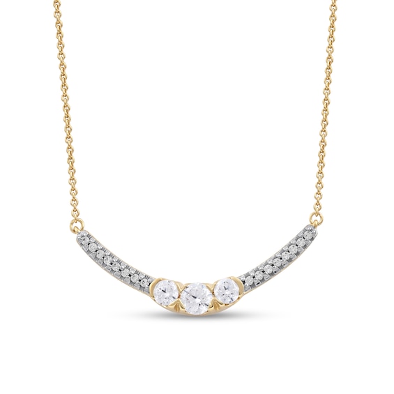 0.50 CT. T.W. Diamond Curved Bar Necklace in 10K Gold