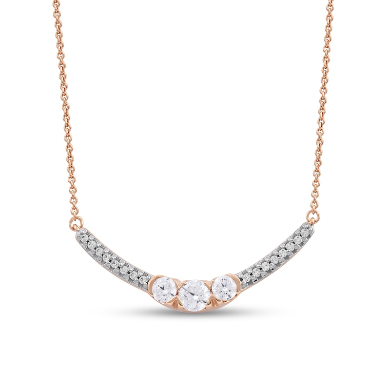 0.50 CT. T.W. Diamond Curved Bar Necklace in 10K Rose Gold|Peoples Jewellers