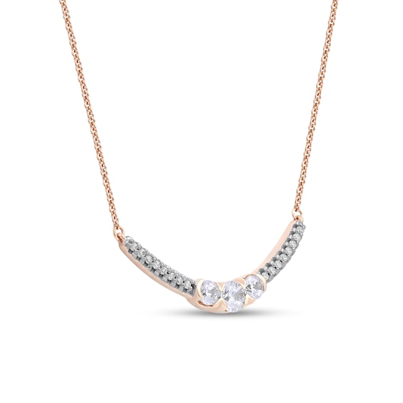 0.50 CT. T.W. Diamond Curved Bar Necklace in 10K Rose Gold