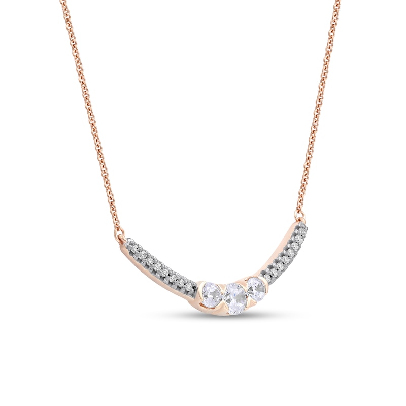 0.50 CT. T.W. Diamond Curved Bar Necklace in 10K Rose Gold|Peoples Jewellers