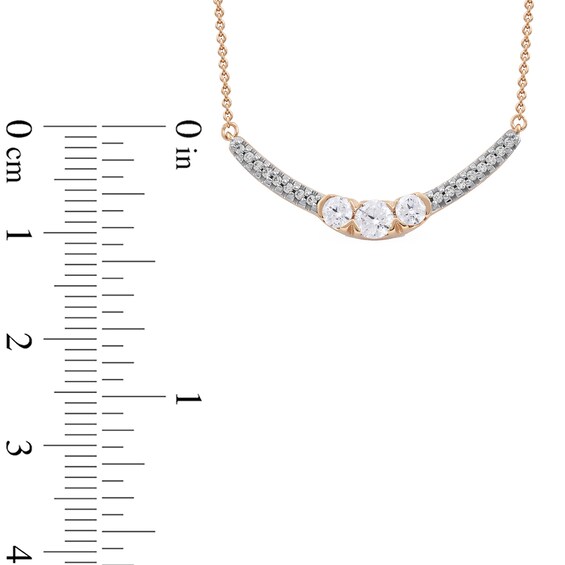 0.50 CT. T.W. Diamond Curved Bar Necklace in 10K Rose Gold