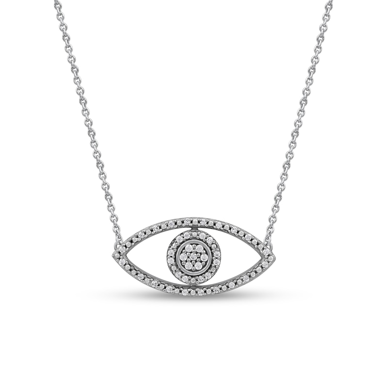 0.10 CT. T.W. Diamond Beaded Evil Eye Necklace in 10K Gold|Peoples Jewellers