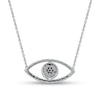 Thumbnail Image 1 of 0.10 CT. T.W. Diamond Beaded Evil Eye Necklace in 10K White Gold