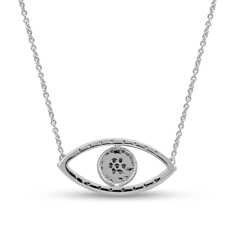 0.10 CT. T.W. Diamond Beaded Evil Eye Necklace in 10K White Gold