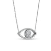 Thumbnail Image 2 of 0.10 CT. T.W. Diamond Beaded Evil Eye Necklace in 10K White Gold