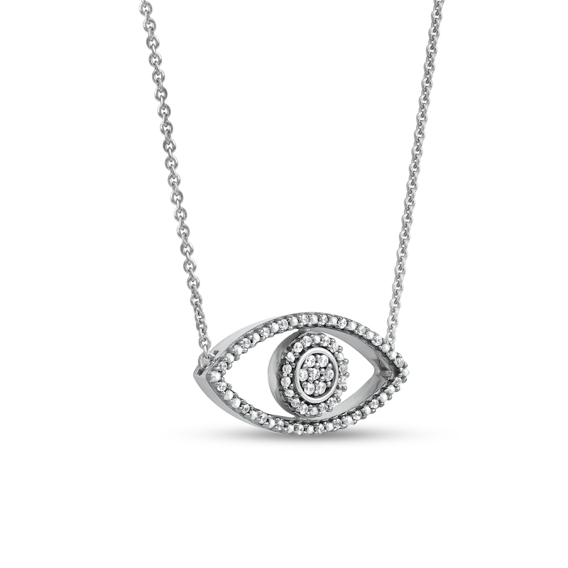 0.10 CT. T.W. Diamond Beaded Evil Eye Necklace in 10K Gold