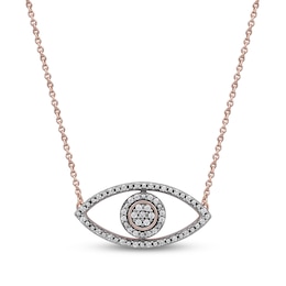 0.10 CT. T.W. Diamond Beaded Evil Eye Necklace in 10K Rose Gold