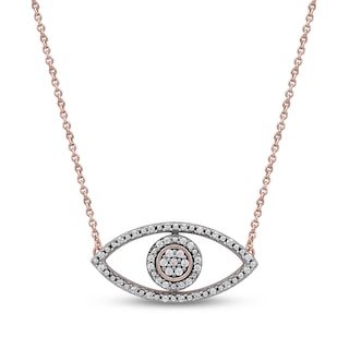 0.10 CT. T.W. Diamond Beaded Evil Eye Necklace in 10K Rose Gold