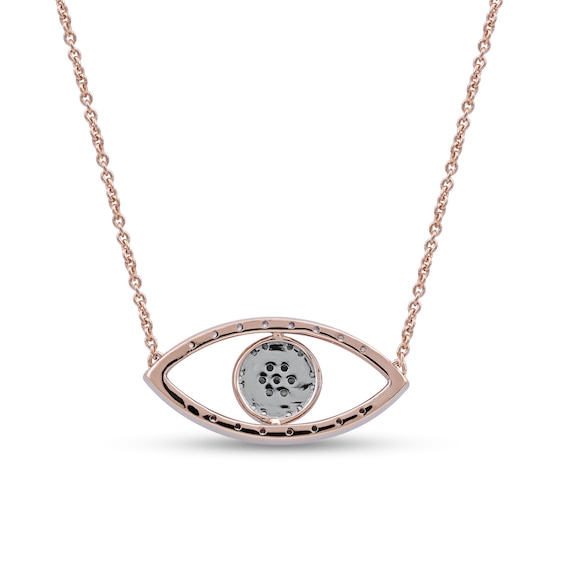 0.10 CT. T.W. Diamond Beaded Evil Eye Necklace in 10K Rose Gold