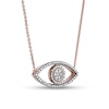 0.10 CT. T.W. Diamond Beaded Evil Eye Necklace in 10K Rose Gold