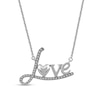 Thumbnail Image 0 of 0.10 CT. T.W. Diamond "Love" with Heart Necklace in 10K White Gold