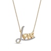 Thumbnail Image 2 of 0.10 CT. T.W. Diamond "Love" with Heart Necklace in 10K Gold