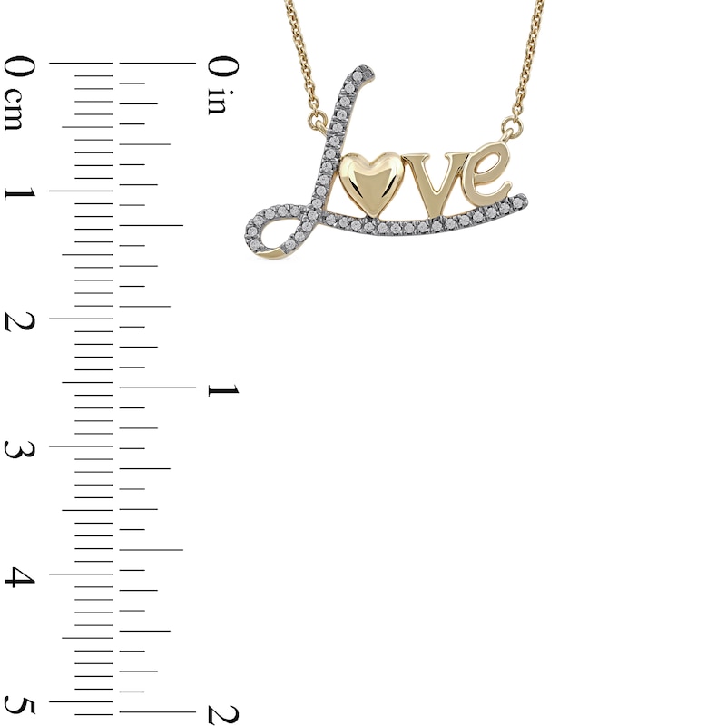 0.10 CT. T.W. Diamond "Love" with Heart Necklace in 10K Gold