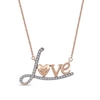 Thumbnail Image 0 of 0.10 CT. T.W. Diamond "Love" with Heart Necklace in 10K Rose Gold