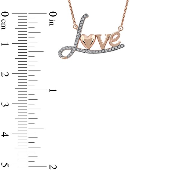 0.10 CT. T.W. Diamond "Love" with Heart Necklace in 10K Rose Gold