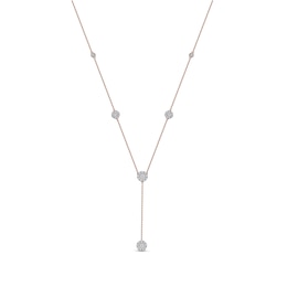 1.00 CT. T.W. Diamond Frame Station &quot;Y&quot; Necklace in 10K Rose Gold - 18.25&quot;