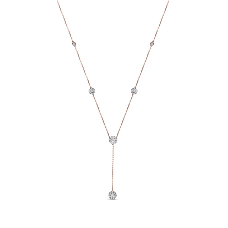 1.00 CT. T.W. Diamond Frame Station "Y" Necklace in 10K Rose Gold - 18.25"|Peoples Jewellers
