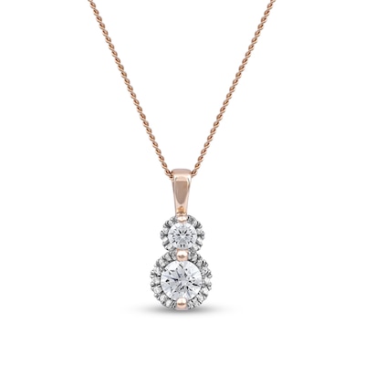 0.50 CT. T.W. Diamond Frame Double Drop Pendant in 10K Rose Gold