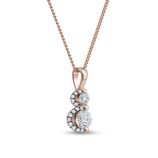 0.50 CT. T.W. Diamond Frame Double Drop Pendant in 10K Rose Gold