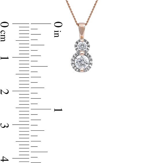 0.50 CT. T.W. Diamond Frame Double Drop Pendant in 10K Rose Gold