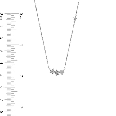 0.10 CT. T.W. Diamond Star Trio with Offset Accent Celestial Necklace in Sterling Silver