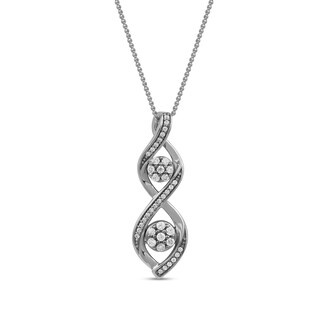 0.20 CT. T.W. Multi-Diamond Duo Cascading Frame Infinity Drop Pendant in Sterling Silver