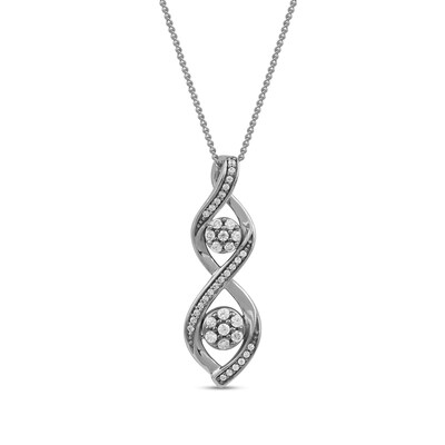 0.20 CT. T.W. Multi-Diamond Duo Cascading Frame Infinity Drop Pendant in Sterling Silver