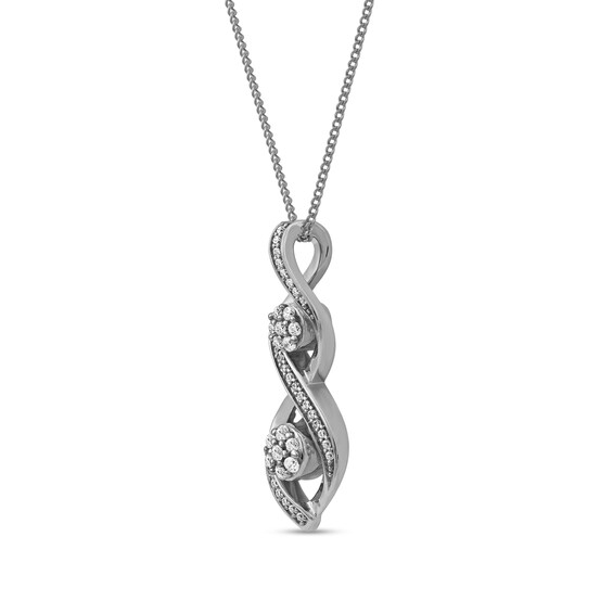 0.20 CT. T.W. Multi-Diamond Duo Cascading Frame Infinity Drop Pendant in Sterling Silver