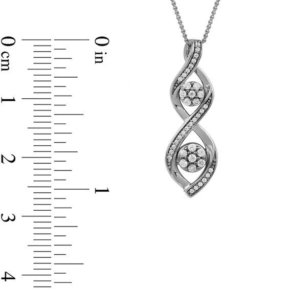 0.20 CT. T.W. Multi-Diamond Duo Cascading Frame Infinity Drop Pendant in Sterling Silver