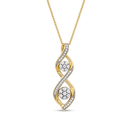 0.20 CT. T.W. Multi-Diamond Duo Cascading Frame Infinity Drop Pendant in Sterling Silver with 14K Gold Plate