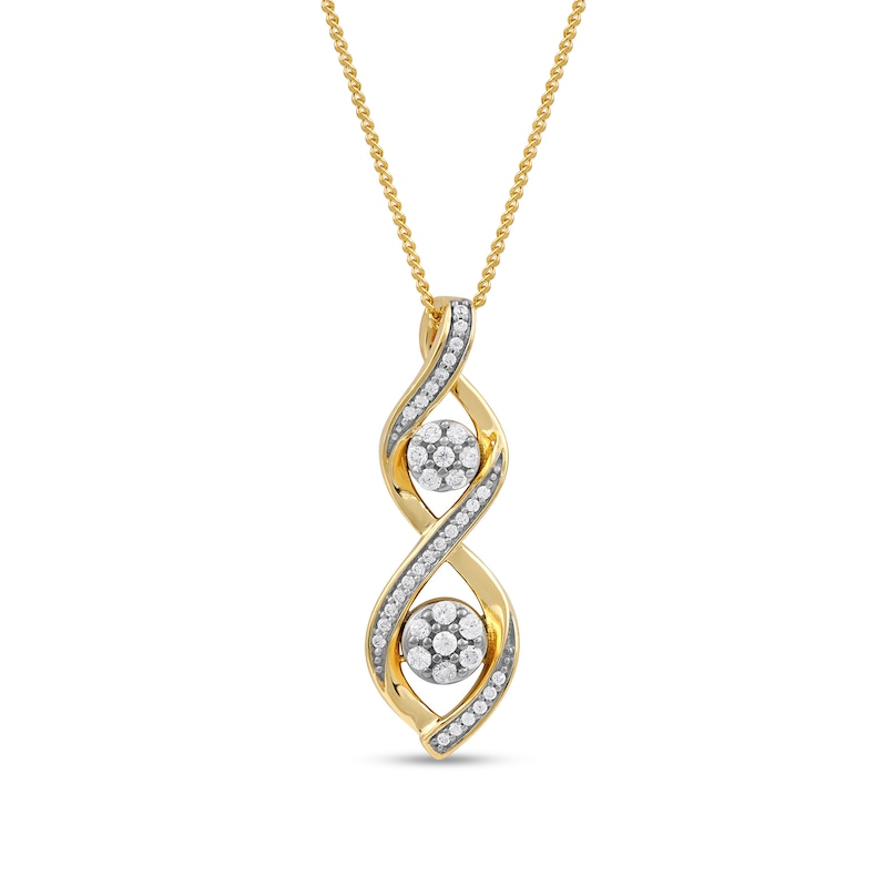 0.20 CT. T.W. Multi-Diamond Duo Cascading Frame Infinity Drop Pendant in Sterling Silver with 14K Gold Plate|Peoples Jewellers