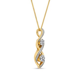 0.20 CT. T.W. Multi-Diamond Duo Cascading Frame Infinity Drop Pendant in Sterling Silver with 14K Gold Plate