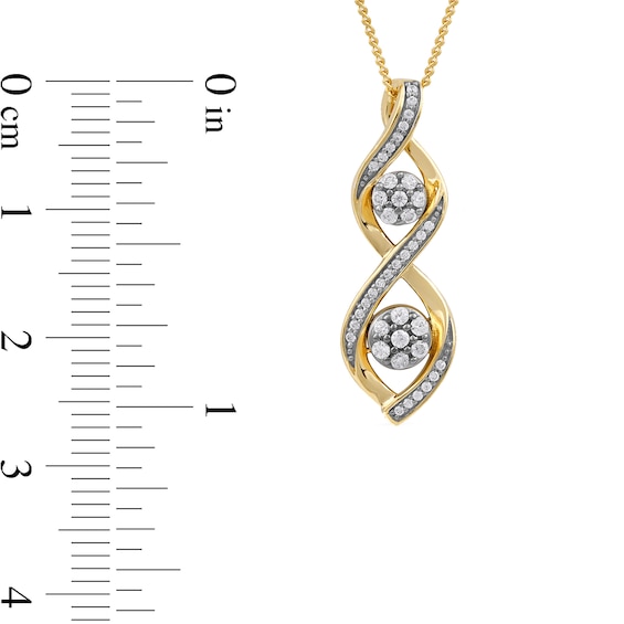 0.20 CT. T.W. Multi-Diamond Duo Cascading Frame Infinity Drop Pendant in Sterling Silver with 14K Gold Plate