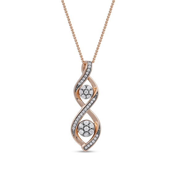 0.20 CT. T.W. Multi-Diamond Duo Cascading Frame Infinity Drop Pendant in Sterling Silver with 14K Rose Gold Plate