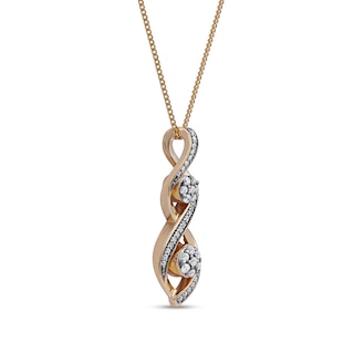 0.20 CT. T.W. Multi-Diamond Duo Cascading Frame Infinity Drop Pendant in Sterling Silver with 14K Rose Gold Plate