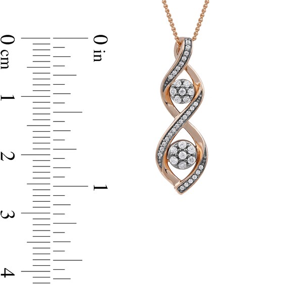 0.20 CT. T.W. Multi-Diamond Duo Cascading Frame Infinity Drop Pendant in Sterling Silver with 14K Rose Gold Plate