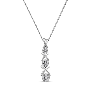 0.10 CT. T.W. Multi-Diamond Graduated Three Stone "XO" Drop Pendant in Sterling Silver