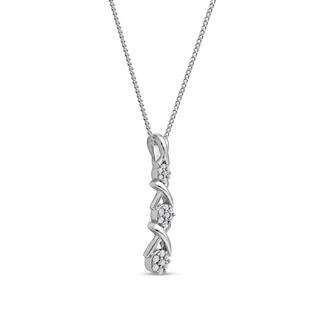 0.10 CT. T.W. Multi-Diamond Graduated Three Stone "XO" Drop Pendant in Sterling Silver