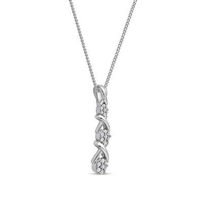 0.10 CT. T.W. Multi-Diamond Graduated Three Stone "XO" Drop Pendant in Sterling Silver