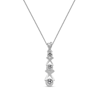 0.10 CT. T.W. Multi-Diamond Graduated Three Stone "XO" Drop Pendant in Sterling Silver