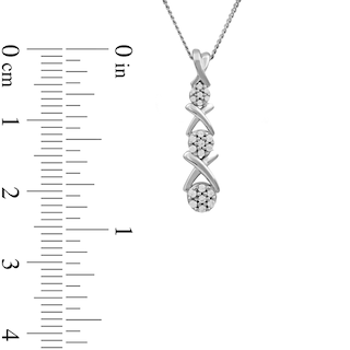 0.10 CT. T.W. Multi-Diamond Graduated Three Stone "XO" Drop Pendant in Sterling Silver