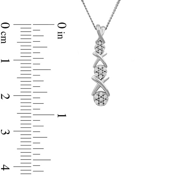 0.10 CT. T.W. Multi-Diamond Graduated Three Stone "XO" Drop Pendant in Sterling Silver