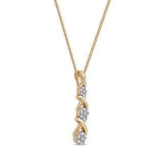 0.10 CT. T.W. Multi-Diamond Graduated Three Stone "XO" Drop Pendant in Sterling Silver with 14K Gold Plate