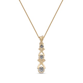 0.10 CT. T.W. Multi-Diamond Graduated Three Stone "XO" Drop Pendant in Sterling Silver with 14K Gold Plate