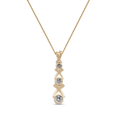 0.10 CT. T.W. Multi-Diamond Graduated Three Stone "XO" Drop Pendant in Sterling Silver with 14K Gold Plate